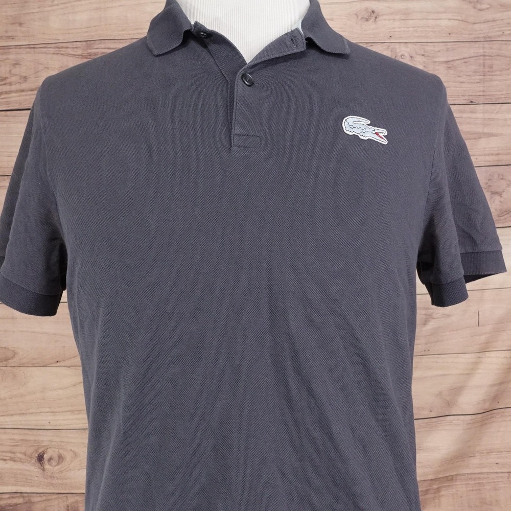 Lacoste L!VE Polo Shirt Mens 6 Gray Cotton Spandex Regular Fit Collared